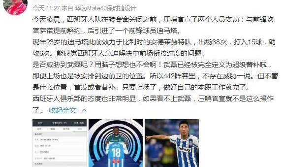 开云中国-西班牙人新援威胁武磊位置？韩乔生：用脑想也不会