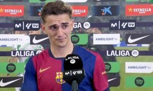 斩获进球！加维当选巴萨vs贝蒂斯全场最佳球员