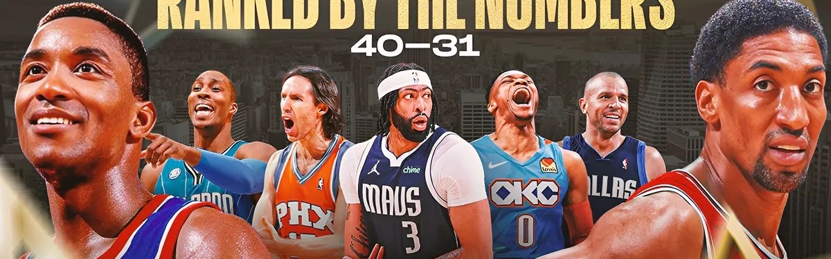 美媒评选历史百大球星40-31：现役两人上榜，威少第38